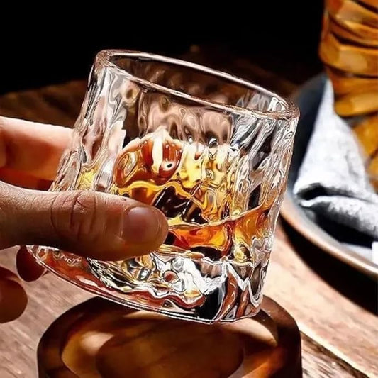 Diamond Dancing Whiskey Glass Set of with Rotable Bottom- Spining Glasses-190 ml Bar Glass for Drinking Bourbon, Whisky, Scotch, Cocktails 6Pcs